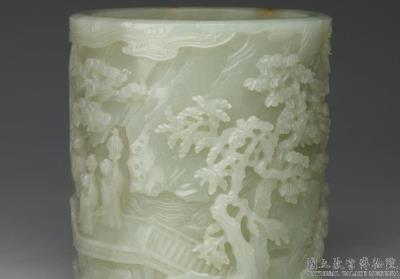 图片[3]-Jade brush holder with “Happiness, Longevity and Good Fortune” motif, Qing dynasty (1644-1911)-China Archive